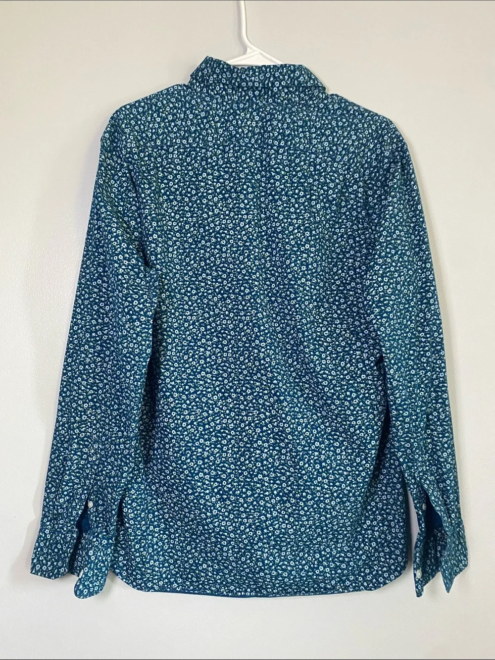 J Crew Slim Fit Flex Washed Shirt Mens Large Blue Floral Long Sleeve Button Down